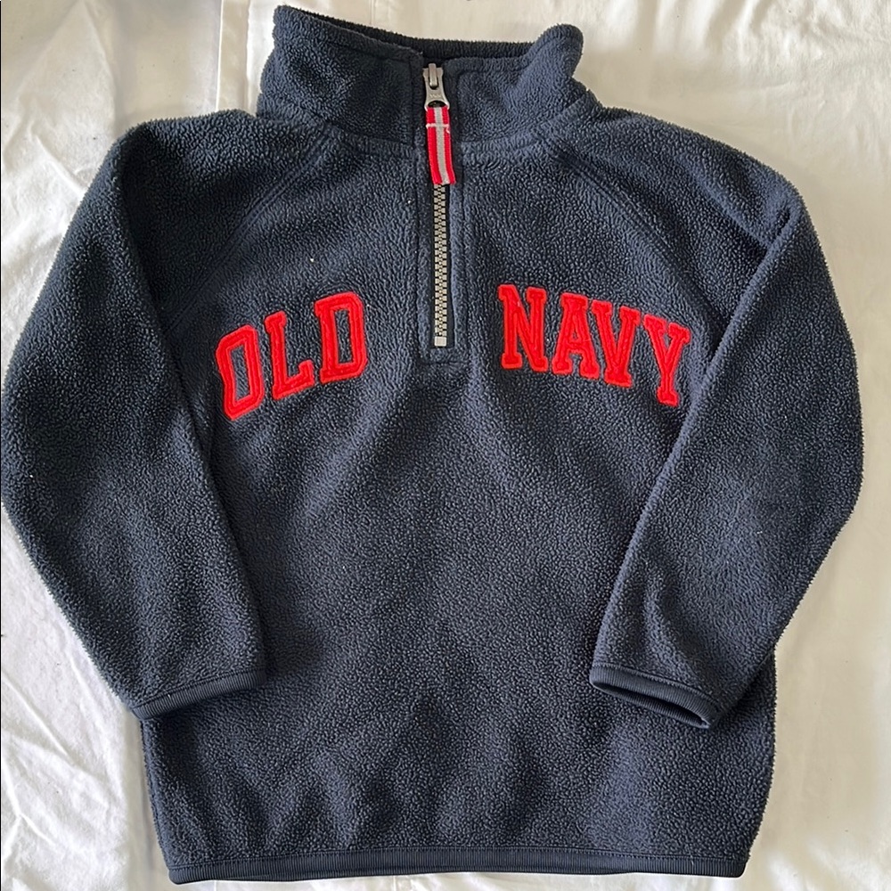 Old Navy Blue and Red Fleece Quarter-Zip Sweatshirt